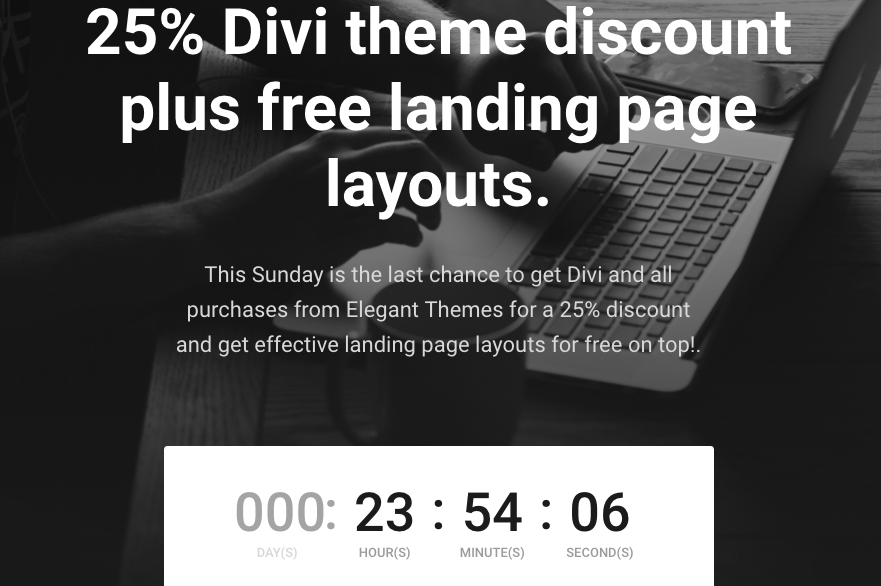 25% Divi Theme Discount mit kostenlosen Landingpage Layout Vorlagen noch bis Sonntag 24.00h US Ostküstenzeit